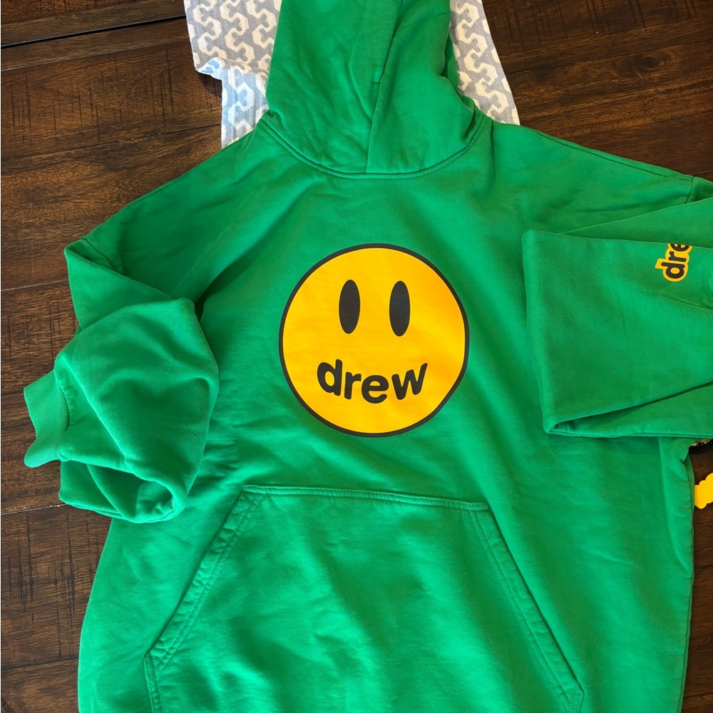 DREW Green and Yellow Smiley Face Hoodie Sweatshirt